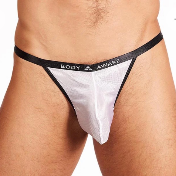 Men's Bodyaware Rip Stop Logo Nylon Thong in White or Magenta - Size Small, NWT - Picture 1 of 8